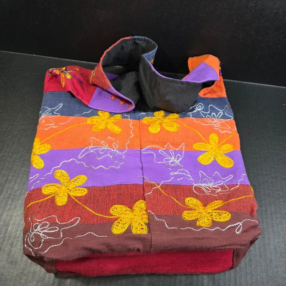Patchwork Crossbody Hobo Bag Womens Large Multicolor Floral‎ Embroidered